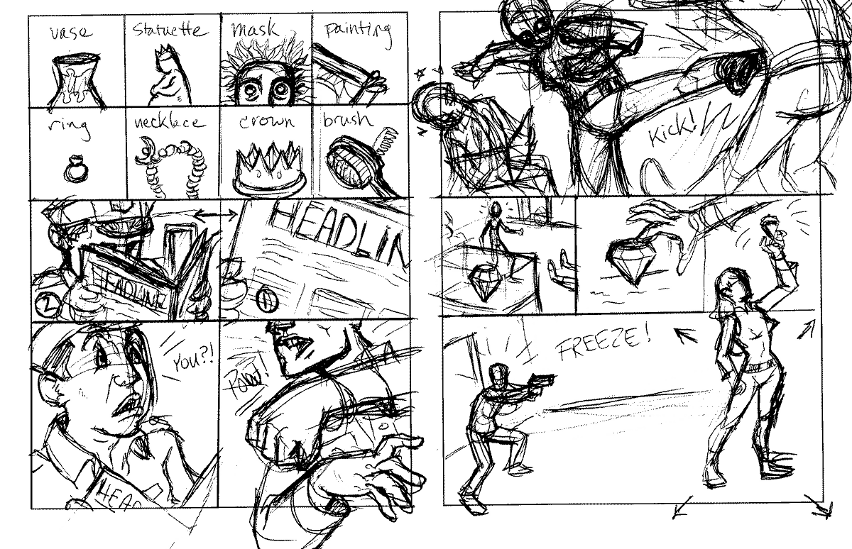 Preliminary sketch layout for Billy the Spacekid spread